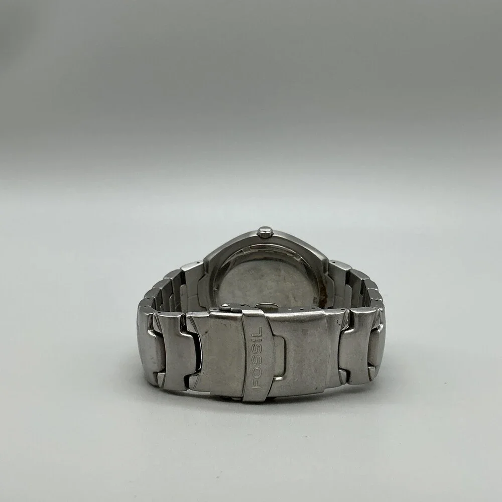 Fossil Blue Mens Watch 39mm Red Dial Stainless Steel Diver 100M New Battery 7